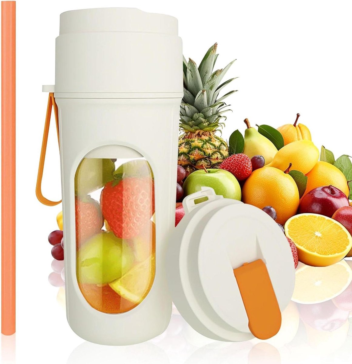 Smoothie Maker - Portable Blender - Gezonde Drankjes Maken - 12 Roestvrijstalen Bladen - 450 ml Capaciteit - Oranje