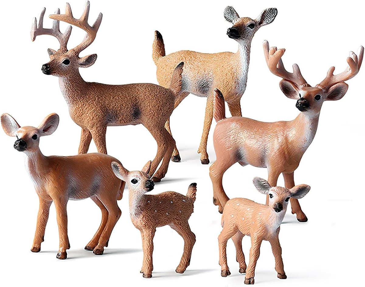 Set van 6 Figuren van Bosdieren - Speelgoed voor Kinderen, Decoratie voor Taarten en Feestdagen, Plastic Dierenfiguren