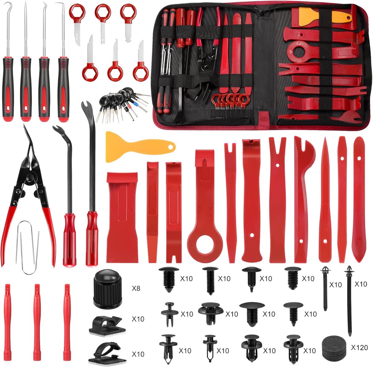 SnelShoppen - 330-delig demontagegereedschap auto - kunststof wiggen, sierlijstwiggen, interieurbekleding gereedschap, clip remover, deurbekleding los