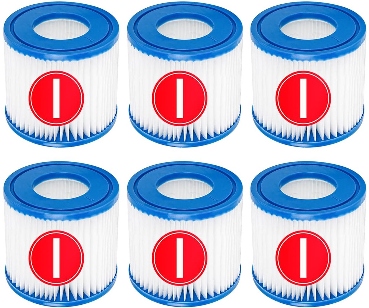 SnelShoppen - Zwembadfilterpatroon voor Bestway 58381 Filterpomp, Pack van 6 Vervangingsfilters voor Lay-Z-Spa Miami Vegas Palm Springs Paris Hot Tub,