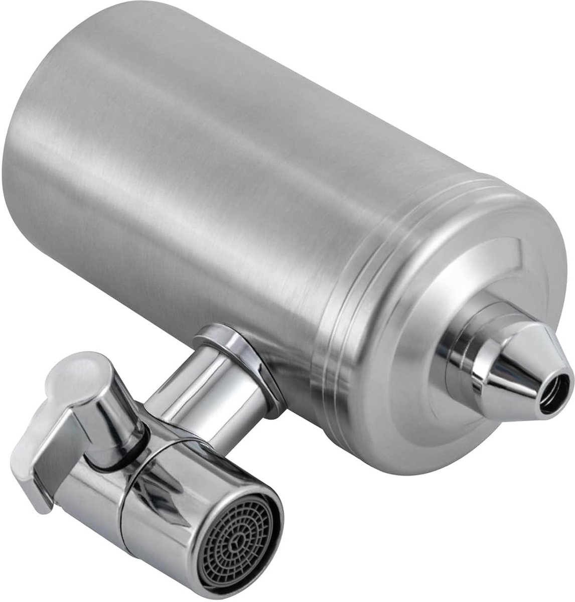 Waterfilter voor kraan, 5.5 x 13 cm, RVS, verwijdert zware metalen en ongewenste smaken, twee fasen filtratie voor schoon drinkwater