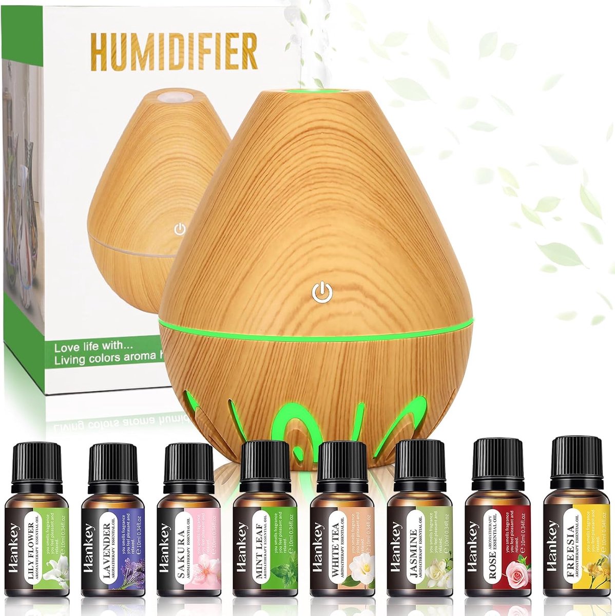 Essential Oil Diffuser 200 ml Ultrasonic Humidifier Aromatherapy Diffuser with 7 Colours LED Lighting for Bedroom - ShopVlot