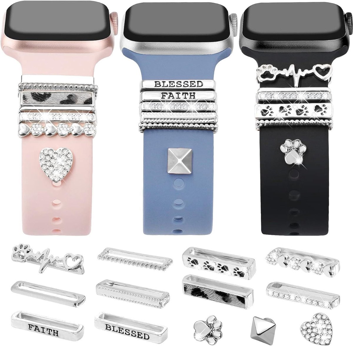 Charms voor horlogeband 38mm 40mm 41mm - metalen bling sieraden - decoratieve diamanten - stijlvol voor Apple Watch - SnelShoppen
