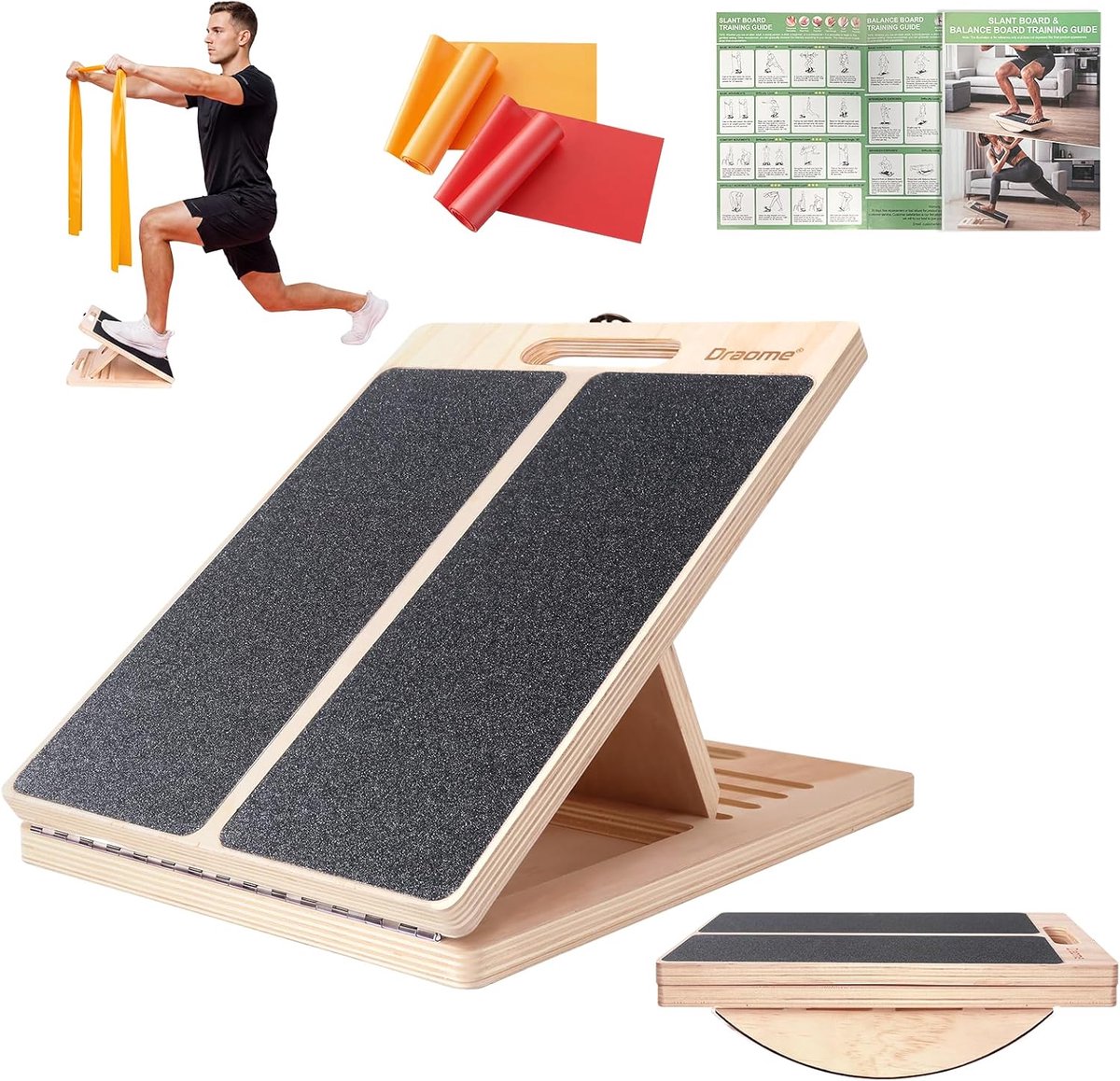 Schuine plank voor kuitrekken - verstelbare houten hellingsplank - 136 kg gewichtscapaciteit - ShopVlot
