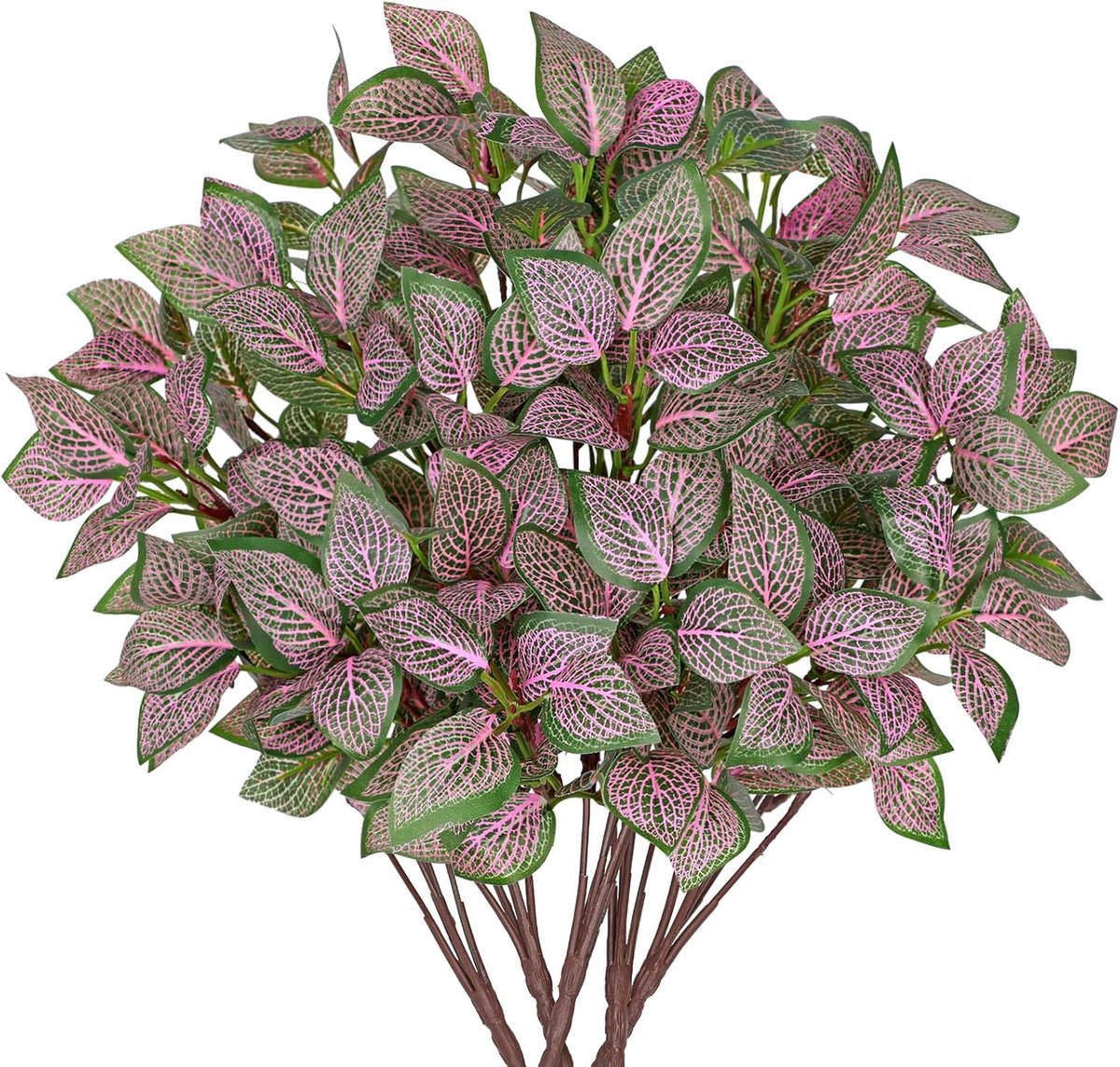 SnelShoppen - 5er-Set 33cm Künstliche Fittonia Mosaikplant Realistische Kunstplanten Groene Decoratieve Kunsttakken voor Vaas, Woonkamer, Balkon, Slaa