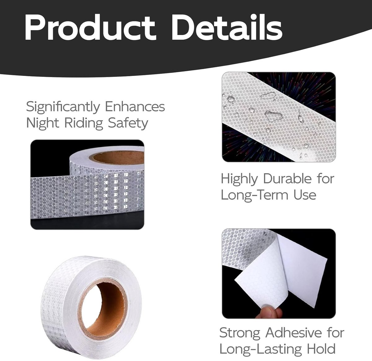 Zelfklevende Reflecterende Tape 10 m x 5 cm - Hoogzichtbare Waarschuwingsband voor Veiligheid, Weerbestendig en Duurzaam, Ideaal voor Voertuigen en Fietsen