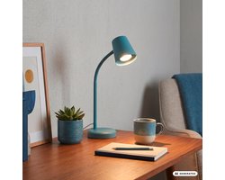 BRILONER Skriva - Tafellamp - bureaulamp - met snoer - draaibaar tafellampje - excl. GU10 - 13 x 38,5 cm - blauw