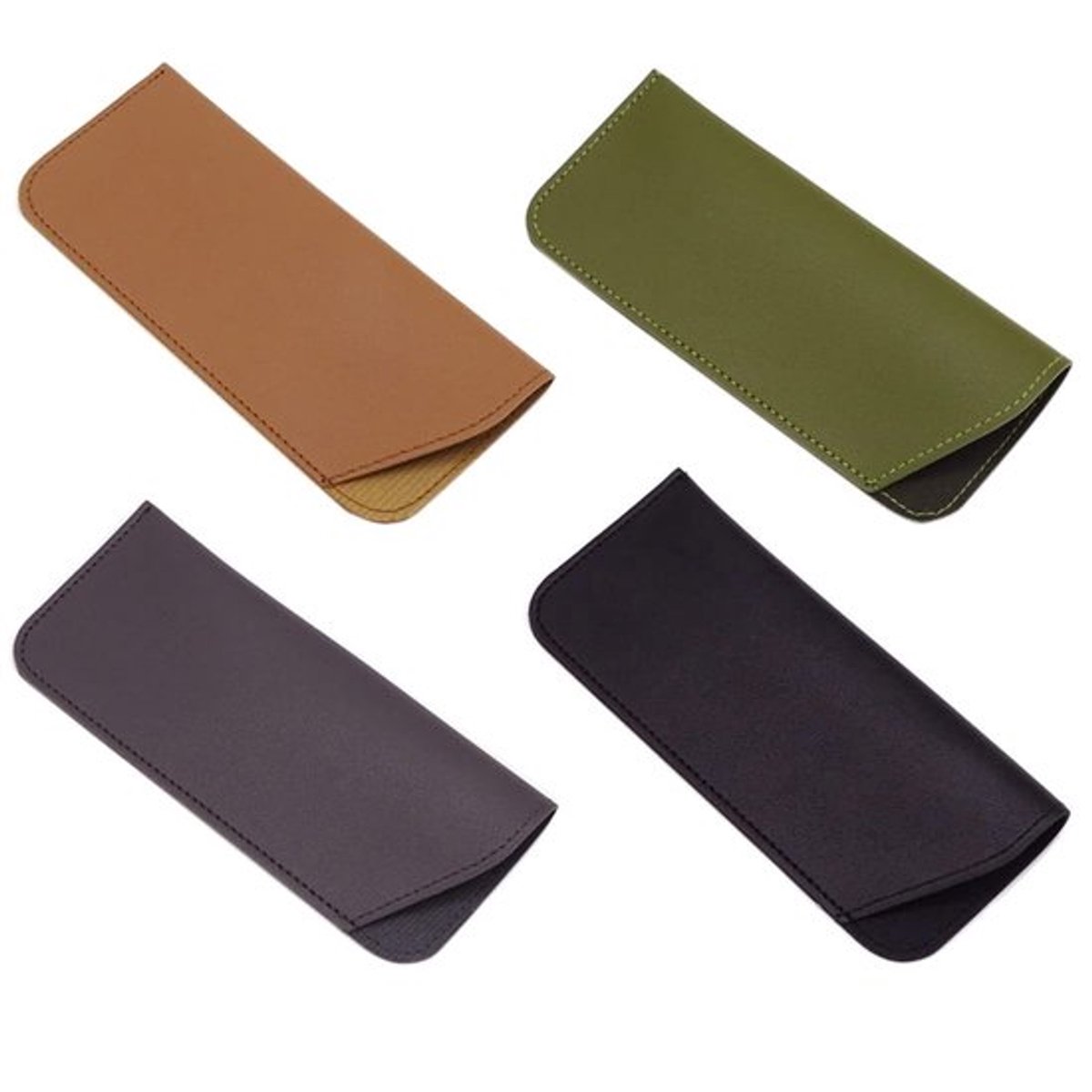 Brillenkoker 4 stuks - PU Lederen - Zachte Hoes - Lichtgewicht - Bescherming tegen Krassen - Afmetingen 157 mm x 65 mm - Brillentasje