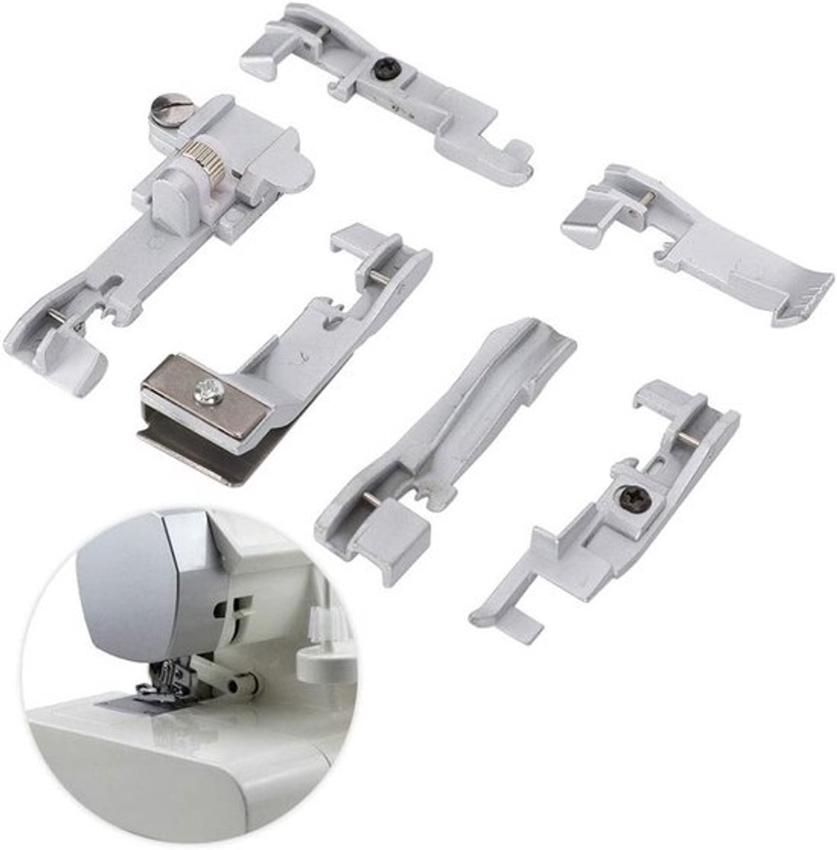 Professionele 6-delige Persvoet Set voor Huishoudmachines - Multifunctionele Overlock Voeten voor Naaien en Quilten