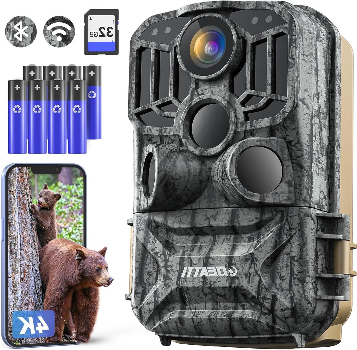 Wildcamera - Natuurcamera Observatiecamera - Dieren Leven Vastleggen - 4K 48MP Nachtzicht - 120 Graden Hoek - Groen