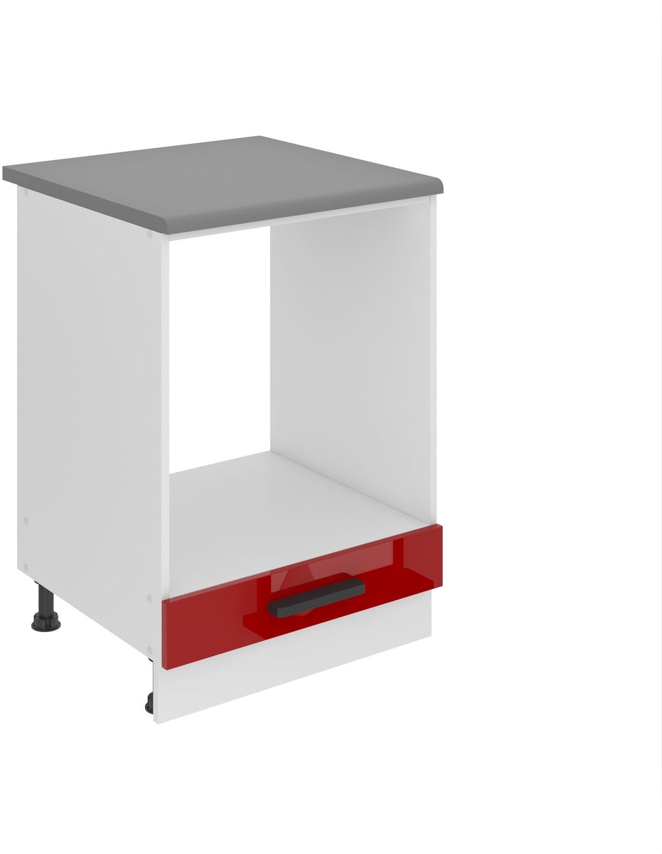 BELINI Ovenombouwkast SDP 60 cm met Klep met Werkblad - Rood Hoogglans