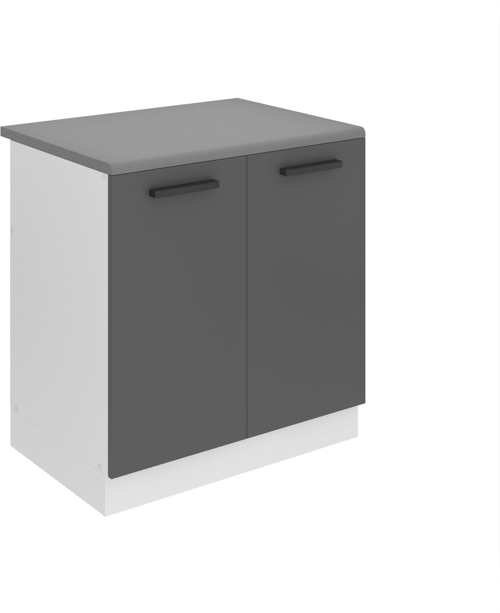 BELINI Spoelbakkast SDZ 80 cm met 2 Deuren met Werkblad - Zilver Mat