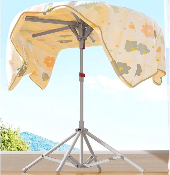 Opvouwbaar wasrek - Kledingdroger rek - Kleding drogen - 6 uittrekbare stangen - 60 x 60 cm - Zilvergrijs — afbeelding 5