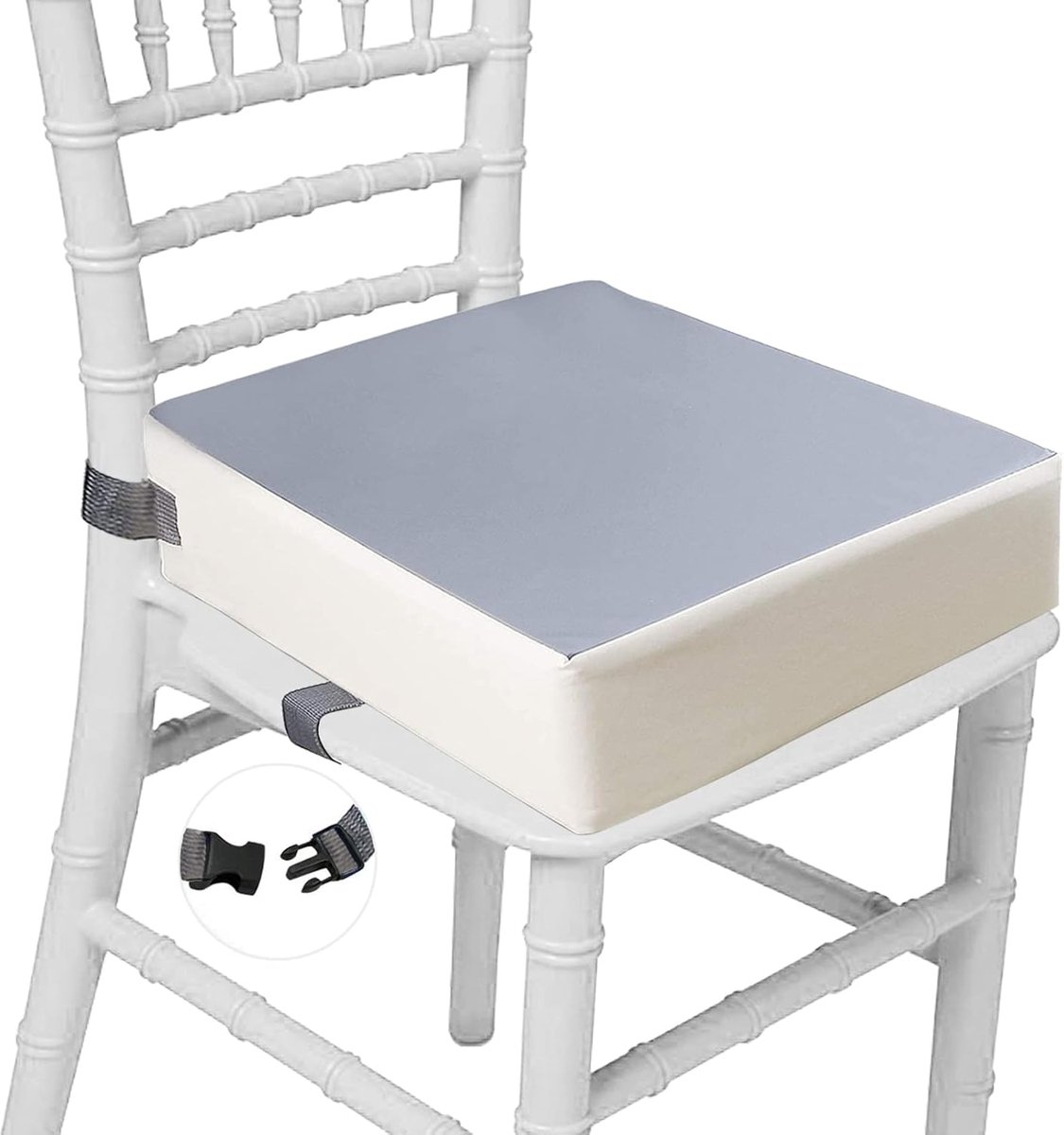 SnelShoppen - Taeku Stoelverhoger, Draagbare Zitverhoger Kinderstoel met 2 Veiligheidssgespen, Wasbare Booster Zitting voor Eettafel of Eetkamerstoel,