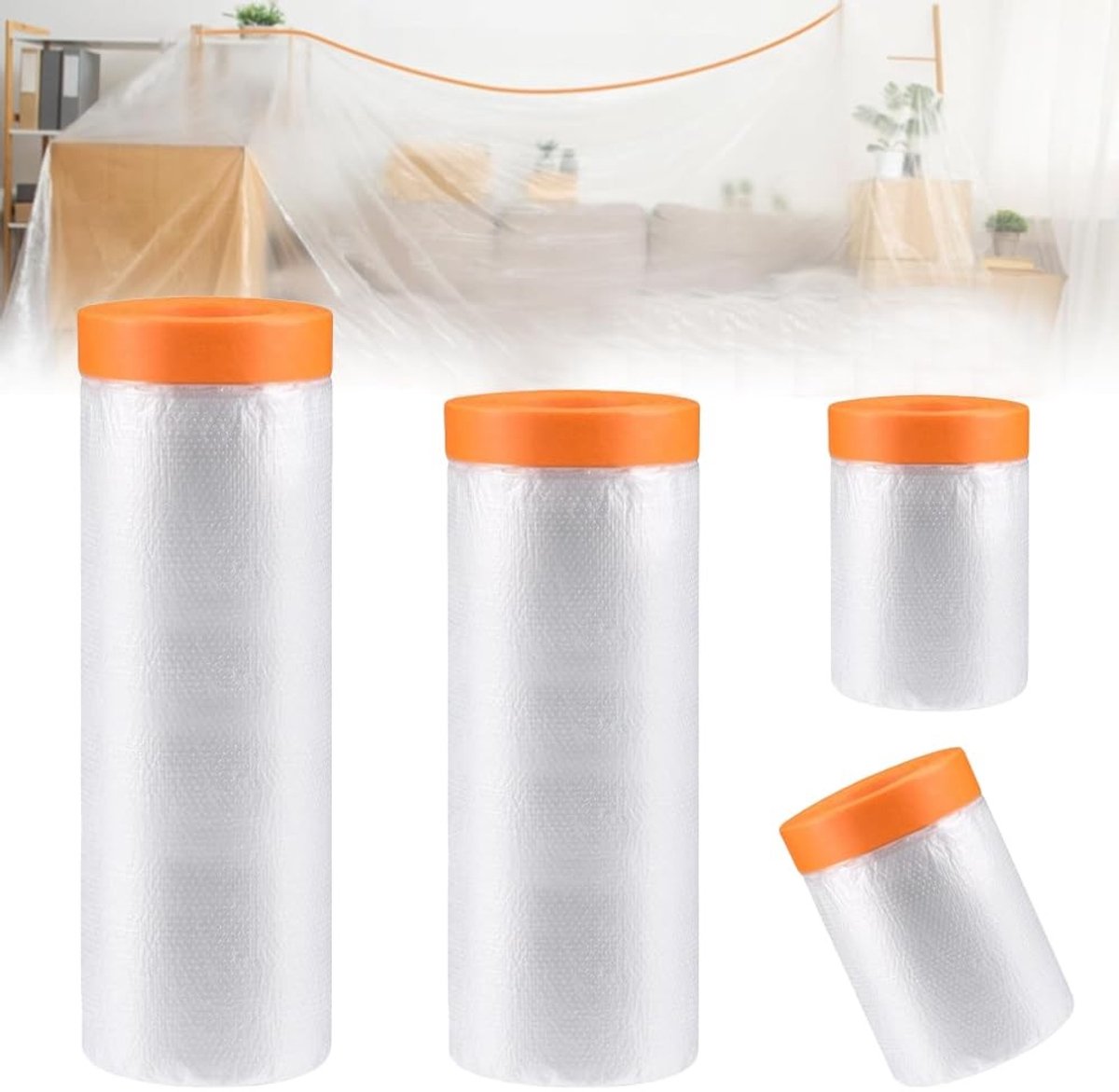 Adhesive tape voor schilderwerk, goudkleurige tape met beschermfolie voor diverse oppervlakken zoals plastic, metaal en hout