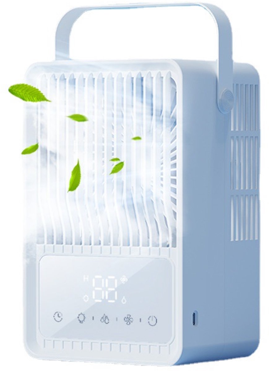 verdampingsluchtkoeler 600ml, touchscreen, 3 snelheden, 8u timer en 7-kleuren LED