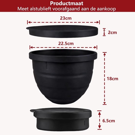Mixerkommen Set - Bakaccessoires - Culinaire Preparaties - Inclusief Deksel - 3 Delig - Rood Wit Zwart — afbeelding 4