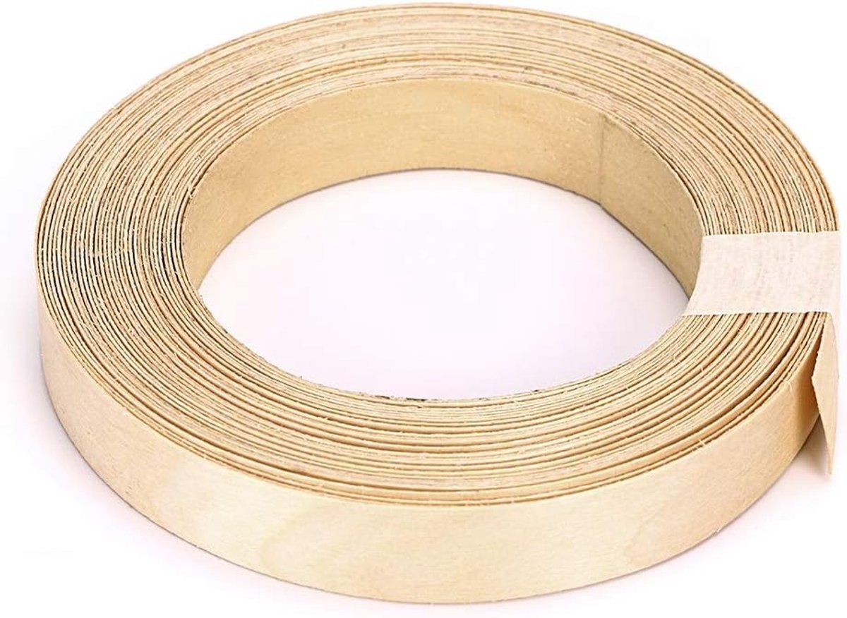 Houten fineer melamine ijzeren plakband voor planken, kasten en deurframes, 19 mm × 15 m, maple afwerking