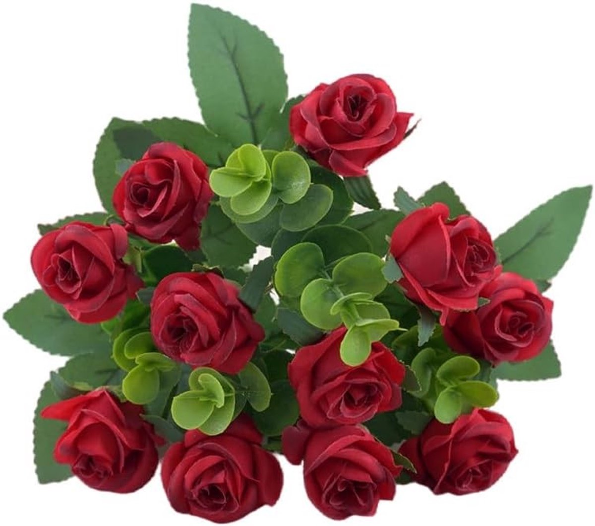 Nepbloemen Boeket met 20 Kleine Rozen van Zijde voor Decoratie, Perfect voor DIY Vazen en Bruiloftstafstukken in Champagnekleur