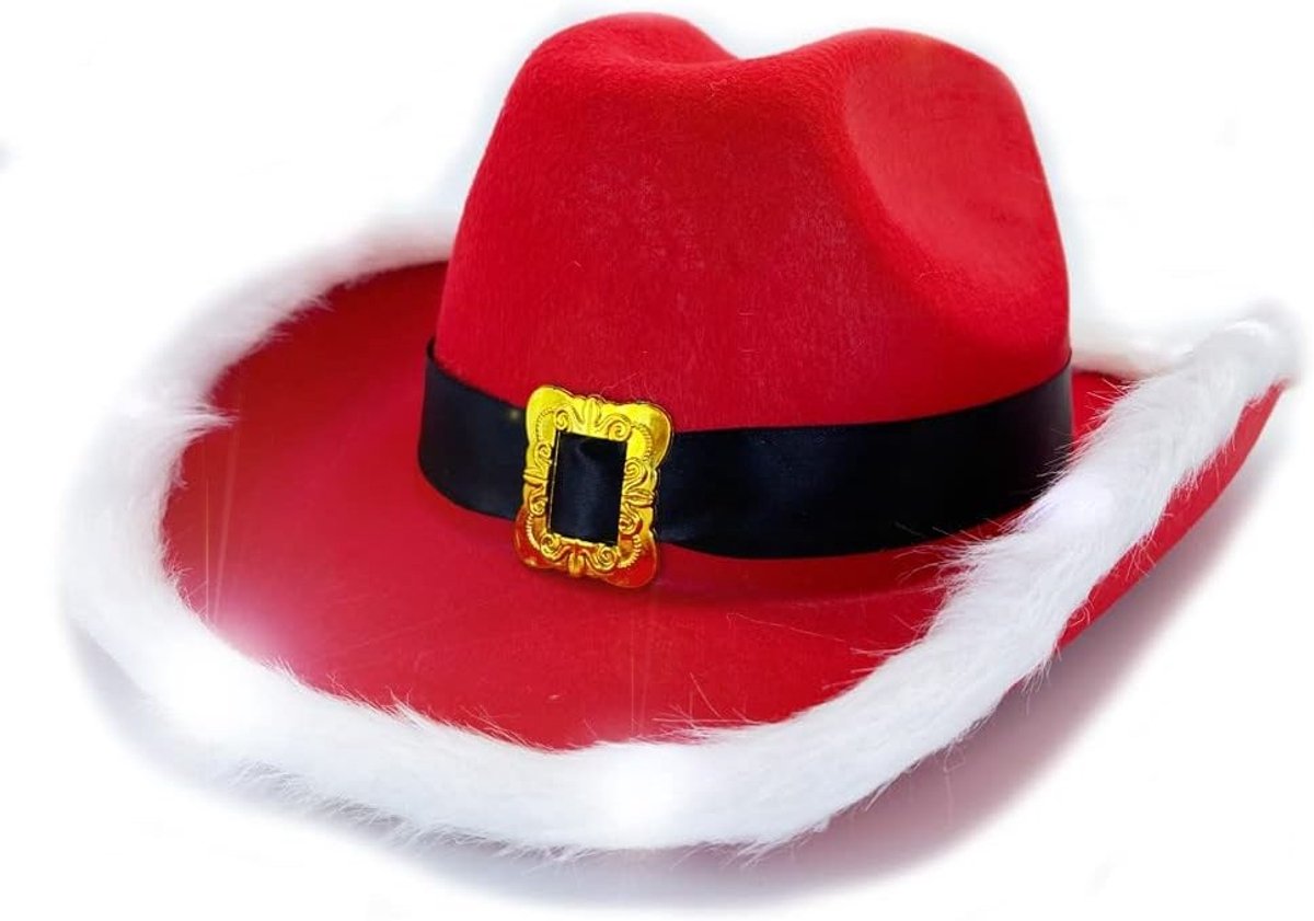 Flitsende LED Kerstman Hoed in Cowboystijl voor Halloween Kostuums, Cosplay en Feestdecoraties