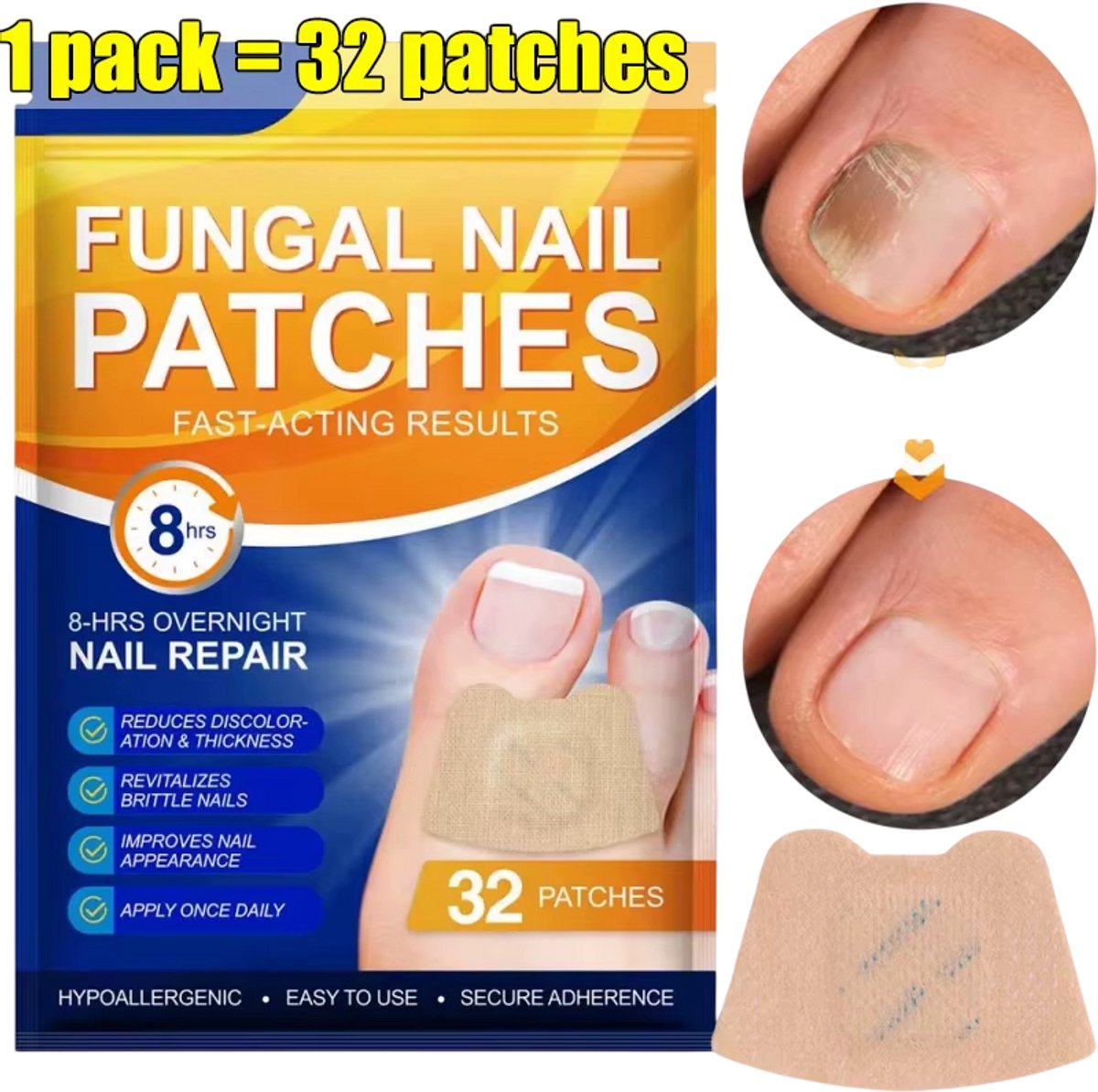 Teennagel Correctie Pleisters 32 Stuks – Zelfklevende Nagelcorrectie Strips, Ingegroeide Teennagel Hulpmiddel, Onzichtbare Voetverzorging en Pedicure Accessoire