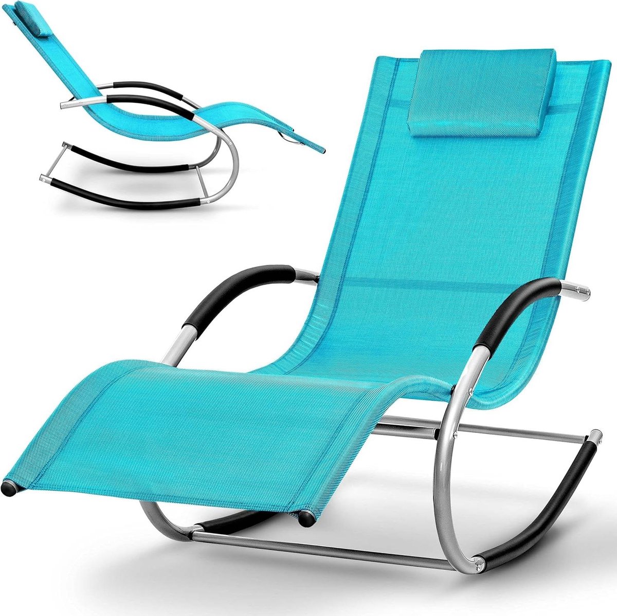 Tuin Lounger - Ligstoel - Ontspannen Buiten - Verstelbare Functies - 150 kg draagkracht - Lichtblauw
