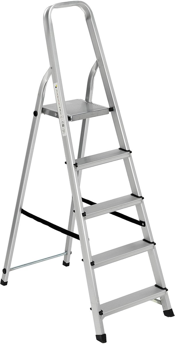 SnelShoppen - Aluminium ladder voor huishoudelijk gebruik, 150 kg belastbaarheid, zilver, perfect voor klussen, tuinonderhoud en doe-het-zelf projecte