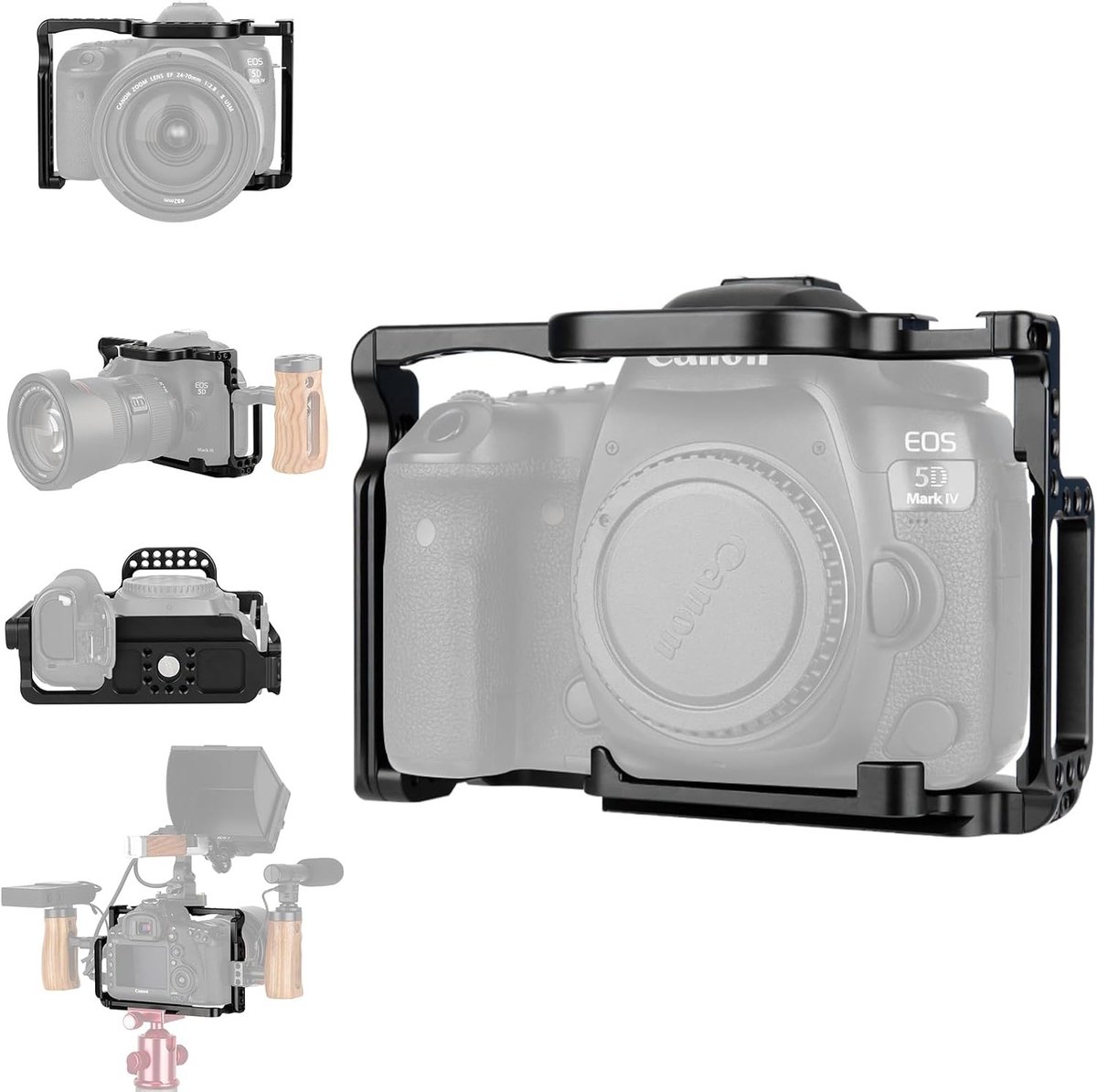 Cage voor Canon 5D Mark IV III II met ingebouwde NATO rails en koelshoe voor videoproductie en fotografie