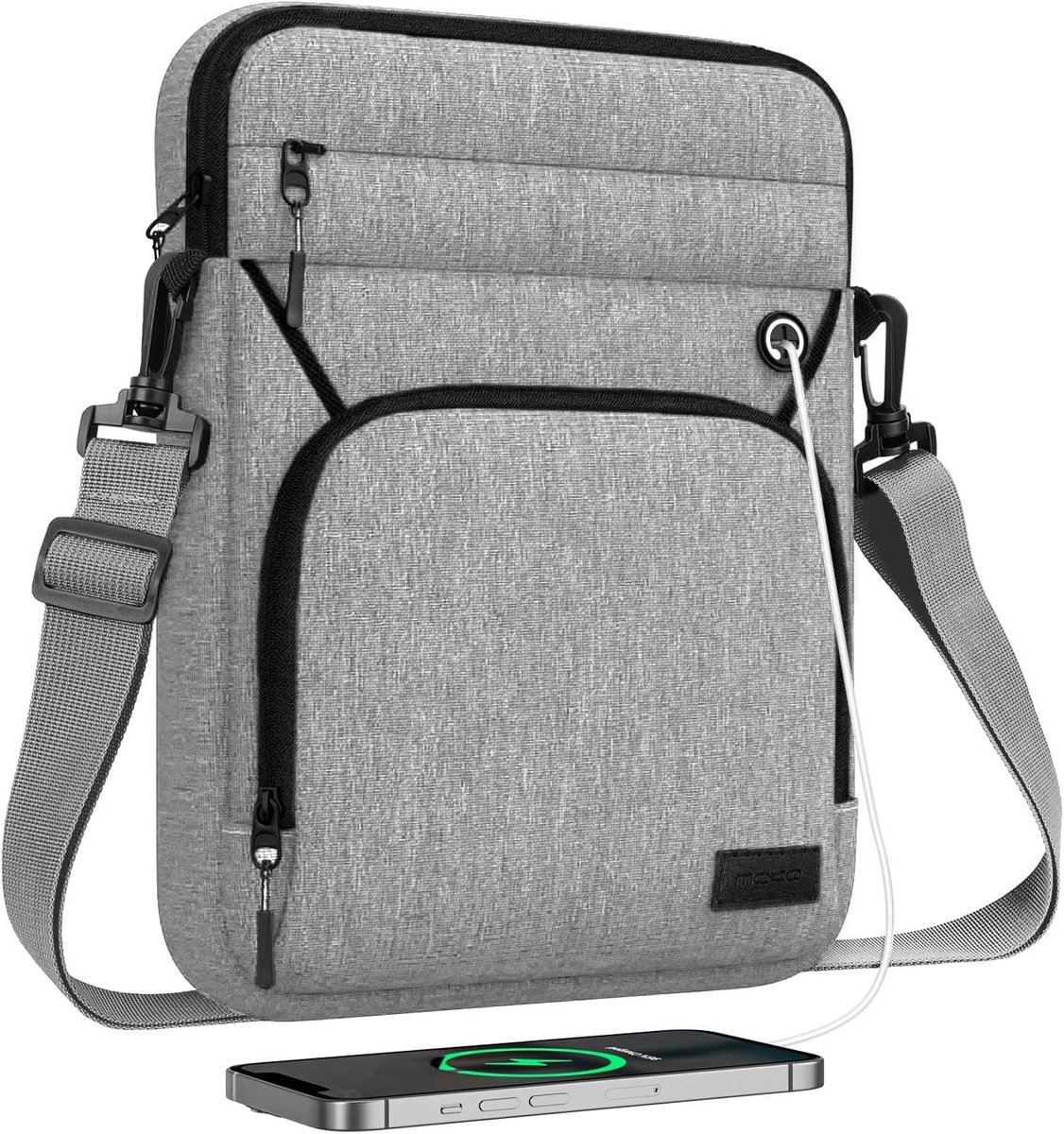 Tablet Sleeve Bag voor 9-11 Inch Tablets, Geschikt voor iPad Air/Pro en Galaxy Tab S9, Multifunctionele Draagtas met Schouderriem en Hoofdtelefoonpoort, Lichtgrijs