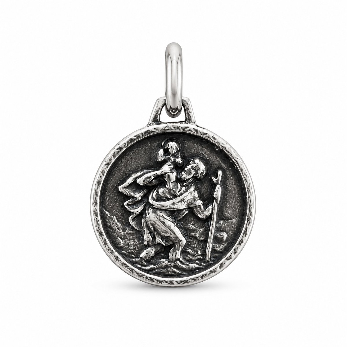 House of Jewels - Heilige Christoffel Hanger Rond - 925 Zilver
