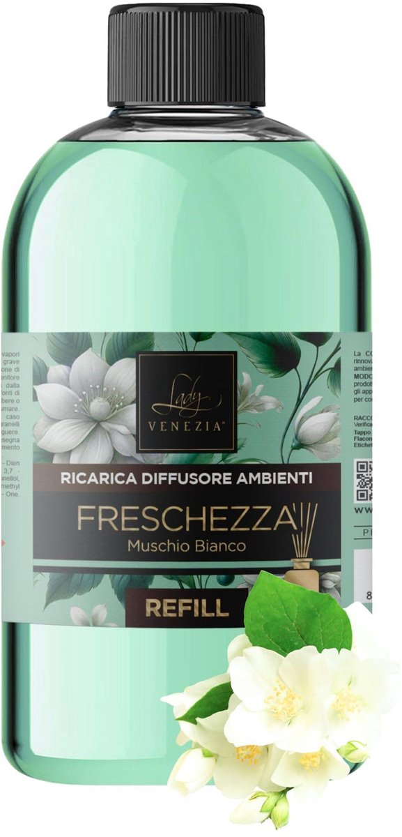 SnelShoppen - Navulling Geurstokjes Witte Muskus - 500 ml - Langdurige Aromatherapie Geur voor Thuis, Kantoor, Badkamer, Spa - Ideaal voor 24 weken Fr