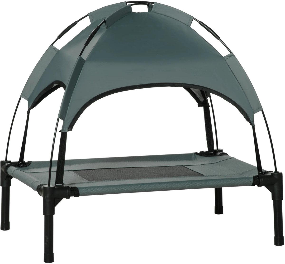 Atlasyx huisdierbed - Hondenmand - Hondenbed - Kattenbed - Honden stretcher - Hondenmatras - Met luifel - 61 x 46 x 62 cm - Grijs