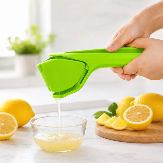 Zirkle Professionele Opvouwbare Citroenpers & Limoenpers - Handmatige Citruspers met Hefboomwerking en Ingebouwde Zeef - Compact, Ruimtebesparend Ontwerp - Kunststof - 23 cm - Groen van Zirkle — afbeelding 2
