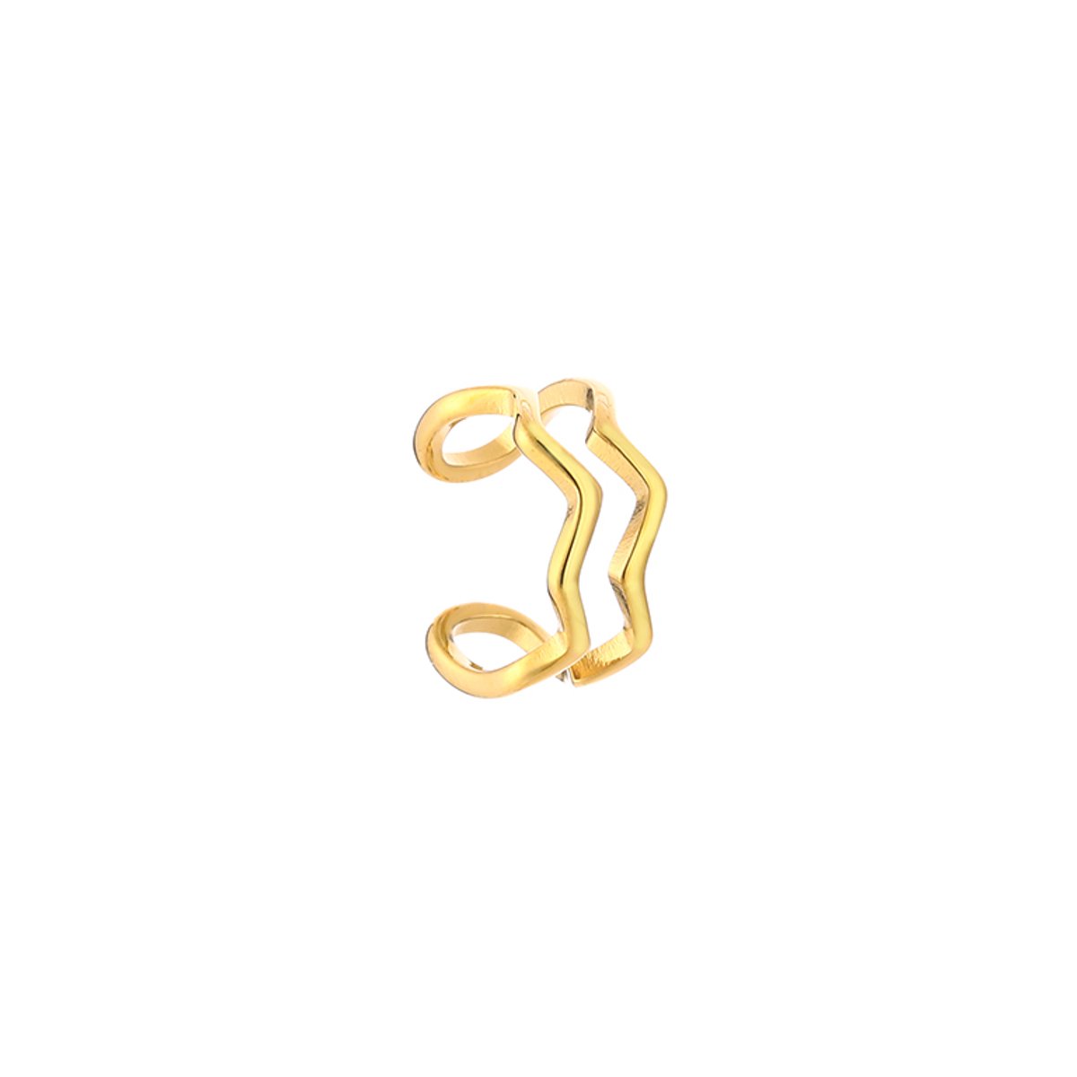 Stainless Steel Double Zigzag Ear Cuff – 1Stuk - Luxe Dubbele Zigzag Earcuff – RVS
