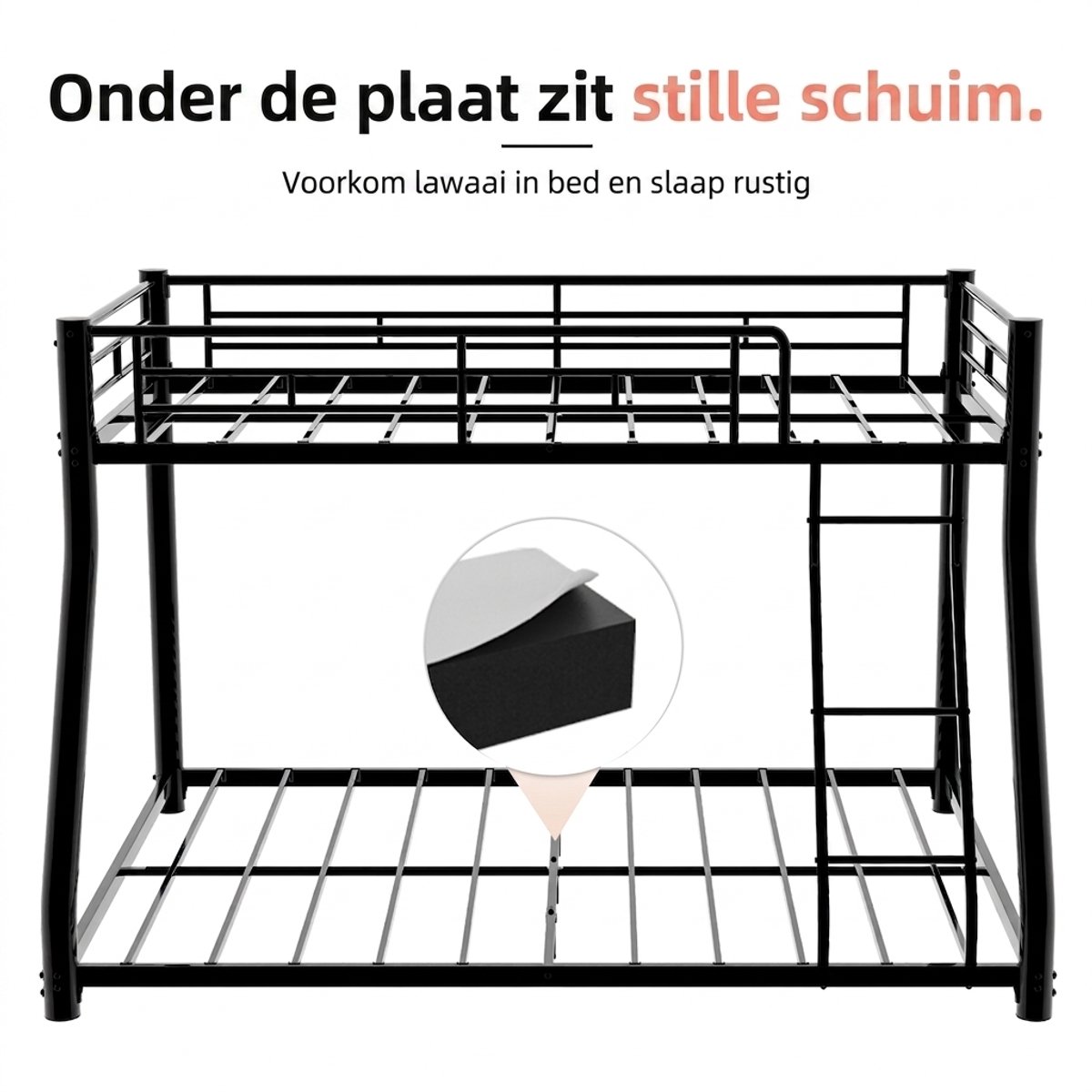 Metalen stapelbed 90x190 & 140x190 cm - stevig bedframe - ruimtebesparend ontwerp - veiligheidshek - ladder - 180 kg draagkracht
