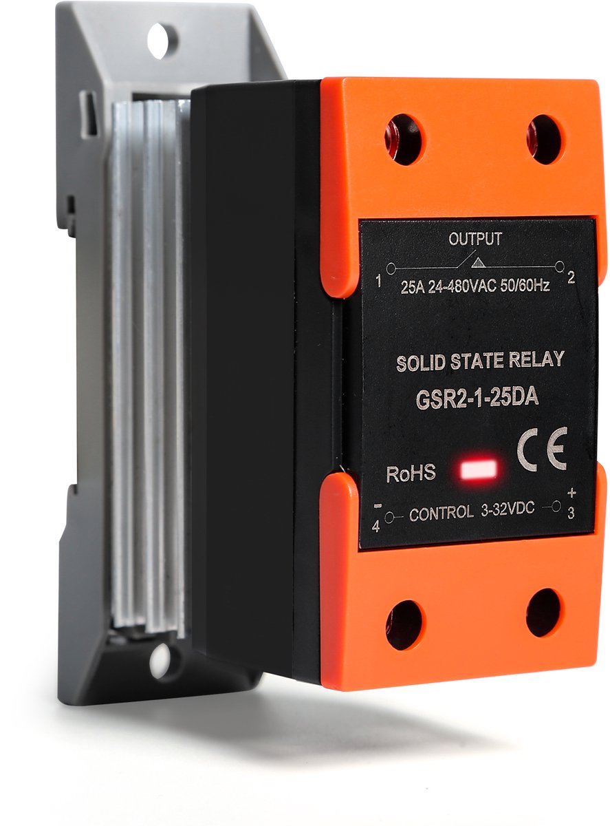 Solid-state relais – SSR solid-state relais – DC-besturing – AC enkelfasig – DIN-railmontage met koellichaam – voor industriële automatisering – GSR2-1 (40DA) – met koellichaam SSR 25DA DC-besturing AC enkelfasig DIN-rail