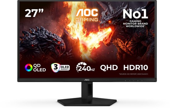 AOC G4 Q27G41ZDF QHD Gaming Monitor 240Hz 27 Inch - AOC - €329,00