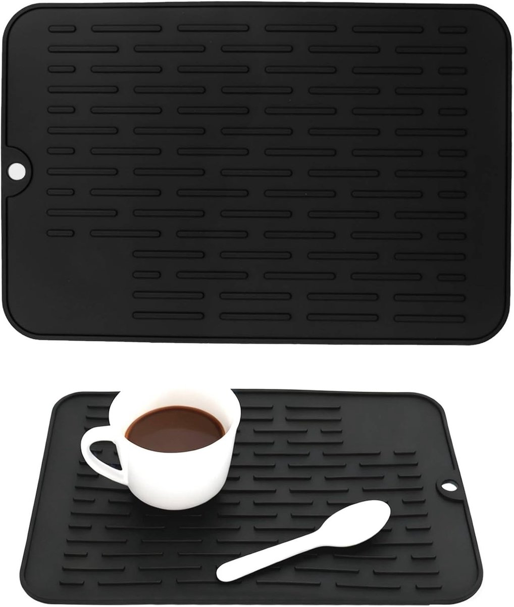 Siliconen afvoermat voor keuken, 30 x 20 cm, antislip, hittebestendig, ideaal voor servies en katten