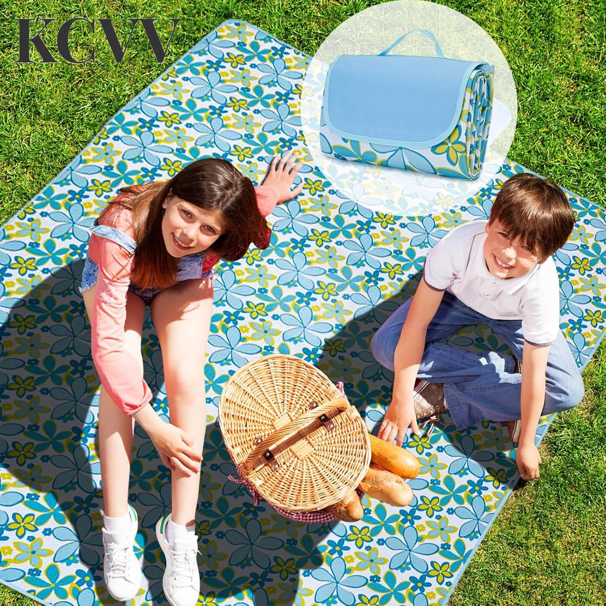 Picknickkleed 200x200cm waterdicht-picknickkleed 200x200-Waterdichte picknickdeken - Extra grote picknickmat - Wasbare, opvouwbare campingdeken voor op het strand - Outdoor kampeeraccessoires - blauw - 200 x 200 cm