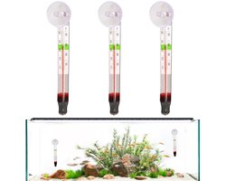 Aquariumthermometer - 3 stuks - 11 cm - Zoutmeter Thermometer met Zuignap - Analoge Thermometer - Waterthermometer voor Aquarium, Terrarium, Vijver, Zwembad & Koelkast - Voor Zoet- en Zoutwater Aquarium