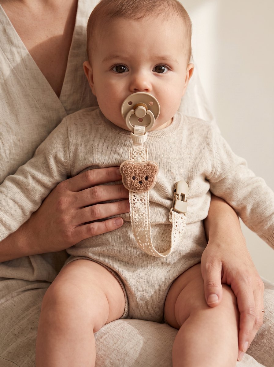 Speenkoorden Set van 2 Beertjes - Bruin & Taupe - Binnen 24U Verzonden - Fopspeenkoord - Speenketting - Speenhouder - Jongen en Meisje - Baby - Kraamcadeau - Babyshower - Stoffen Speenkoord met Clips - Teddy - Unisex Geboortecadeau - 2 Stuks – foto 4