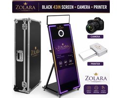 Zolara Spiegel PhotoBooth 43” – Magic Mirror - Inclusief camera en printer – Complete Professionele photobooth - Touchscreen LED - Interactieve Spiegelfotocabine - Touchscreen - Fotospiegel - Photo booth - Zwart