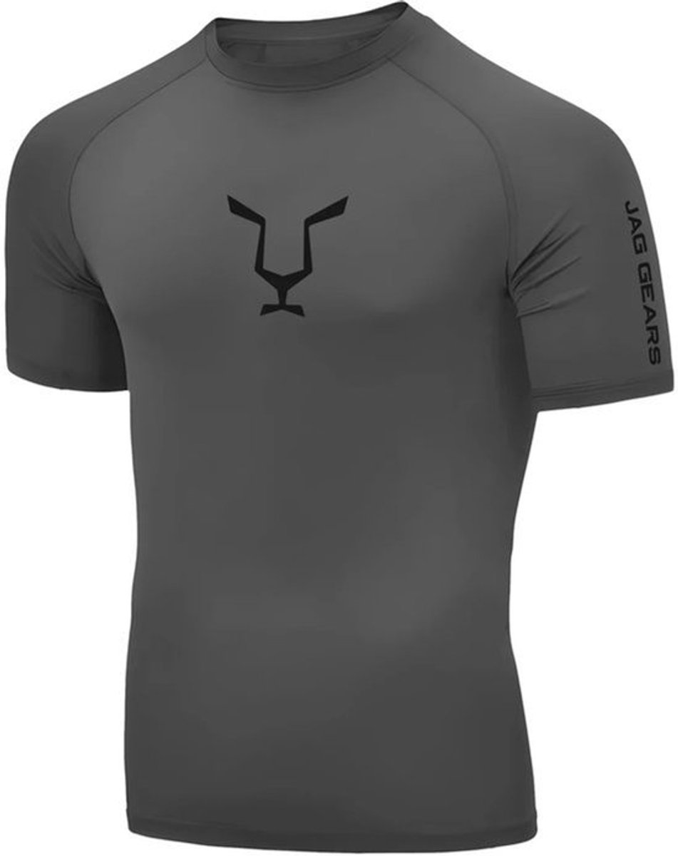 JAG Gears Grijs Rash Vest voor Heren – Beschermende Rash Guard | Compressieshirt voor Sport en Zwemmen | Thermisch Rash Vest met Korte Mouwen voor Surfen en MMA - Maat L