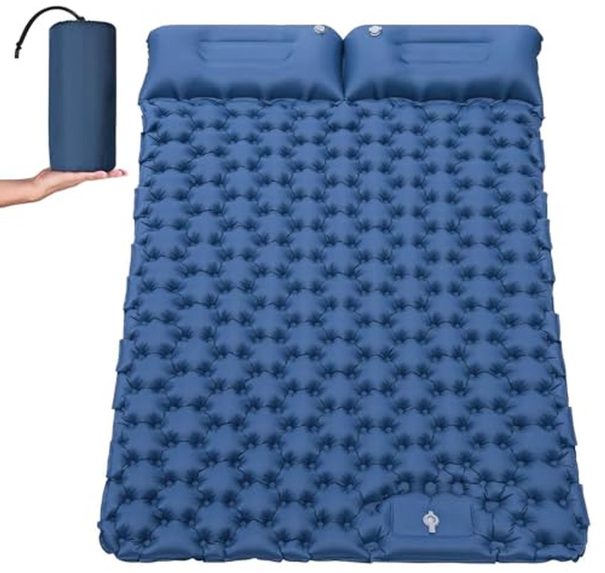 Slaapmat voor twee - Luchtbed dubbel - Kamperen en outdoor - Geïntegreerde voetpomp - 192 x 125 cm - Blauw
