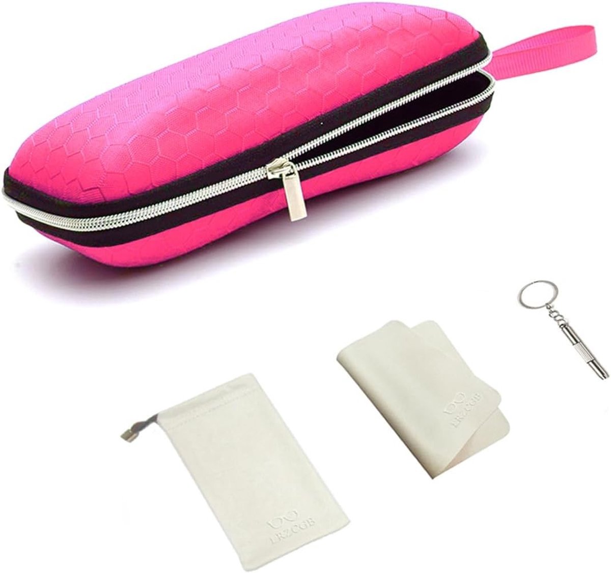 Zipper Bril Case met Honingraat Design, Beschermende Zonnebril Box voor Mannen, Vrouwen en Kinderen
