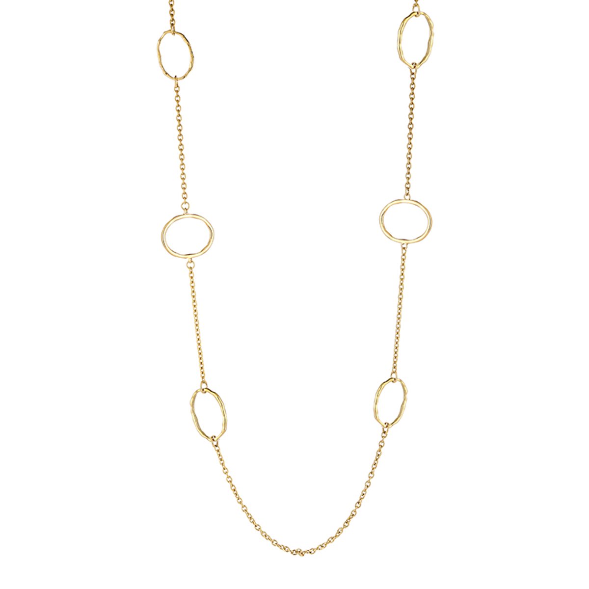 Lange Ketting - Heupketting - Dames 90 cm - Roestvrij Staal (RVS) - Met Cirkel Bedels - Lange Schakelketting / Sautoir Ketting - Sieraden Cadeau Vrouw - Goud