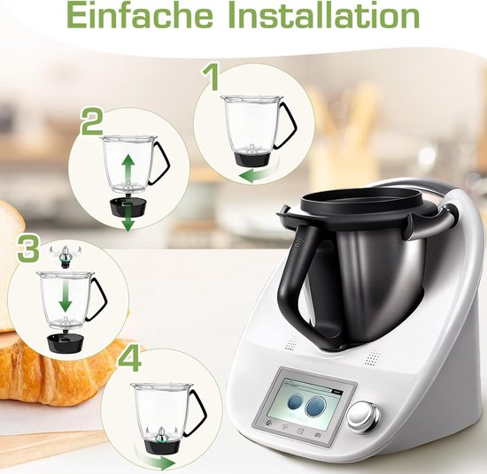 RVS deegmessen set voor optimale deegmix, eenvoudig schoon te maken, met reinigingsborstel, geschikt voor Thermomix TM5, TM6, TM7, geen deegresten, perfecte bakaccessoires — afbeelding 4