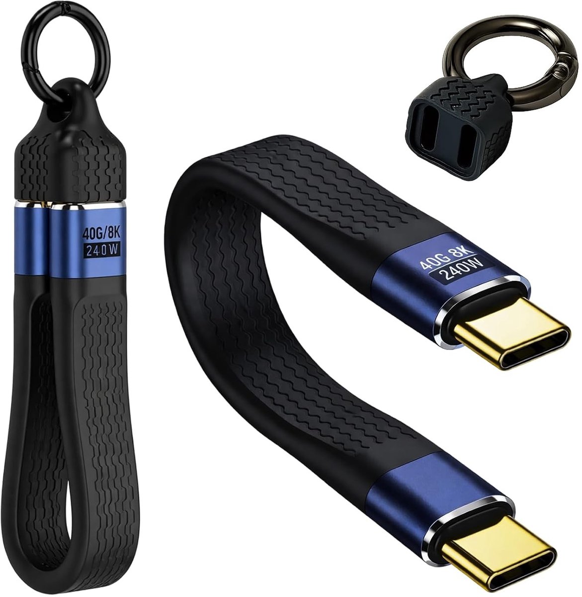 Korte 240 W USB C-kabel van 13 cm met 40 Gbps gegevensoverdracht, 8K video en snellaadfunctie voor laptops, tablets en smartphones