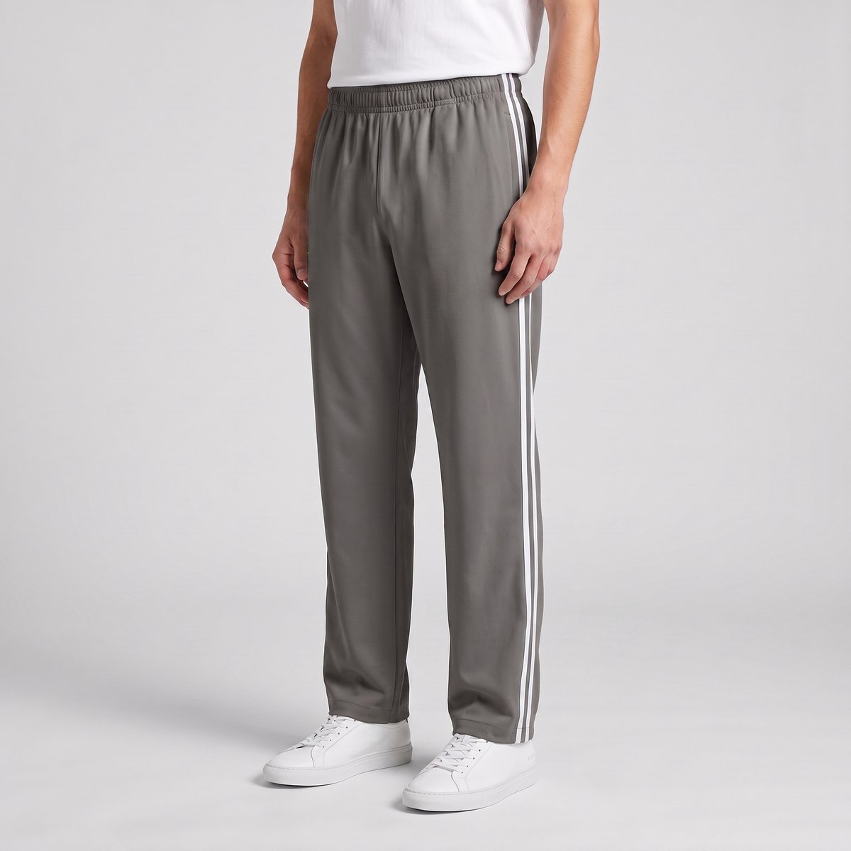 Saphira RUN Herenbroek – Antraciet met Witte Zijstrepen, Mesh Polyester – Maat L