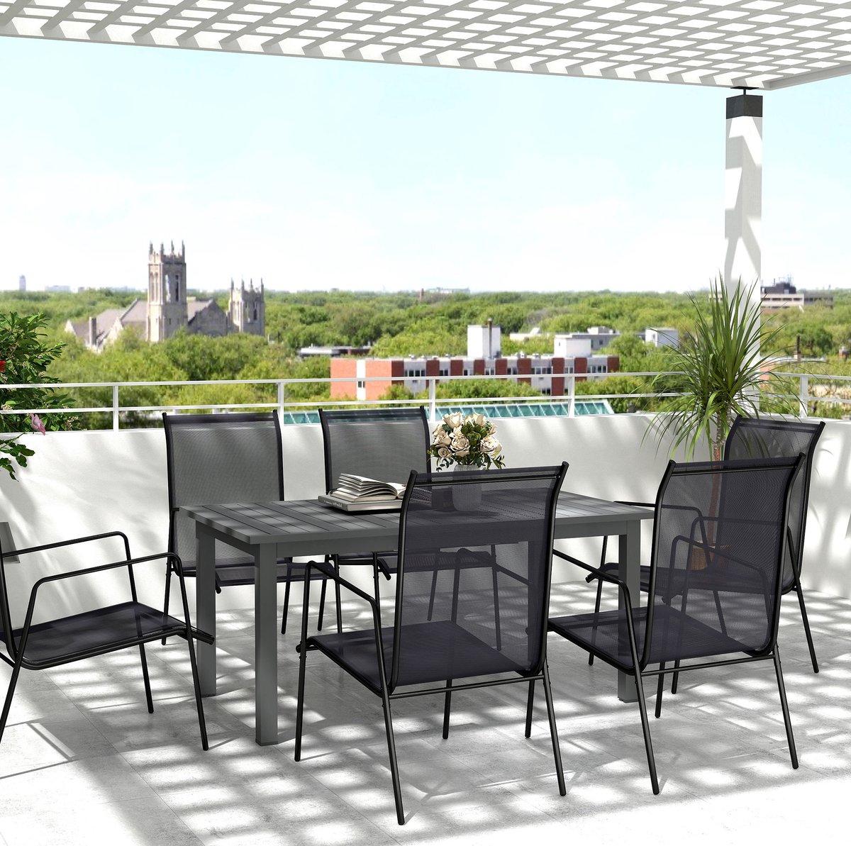 DESMIU Tuintafel - Uitschuifbare Aluminium Eettafel - Voor Tuin Terras En Balkon - Rechthoekig Voor 6-8 Personen - 160/220x90x73 Cm - Grijs